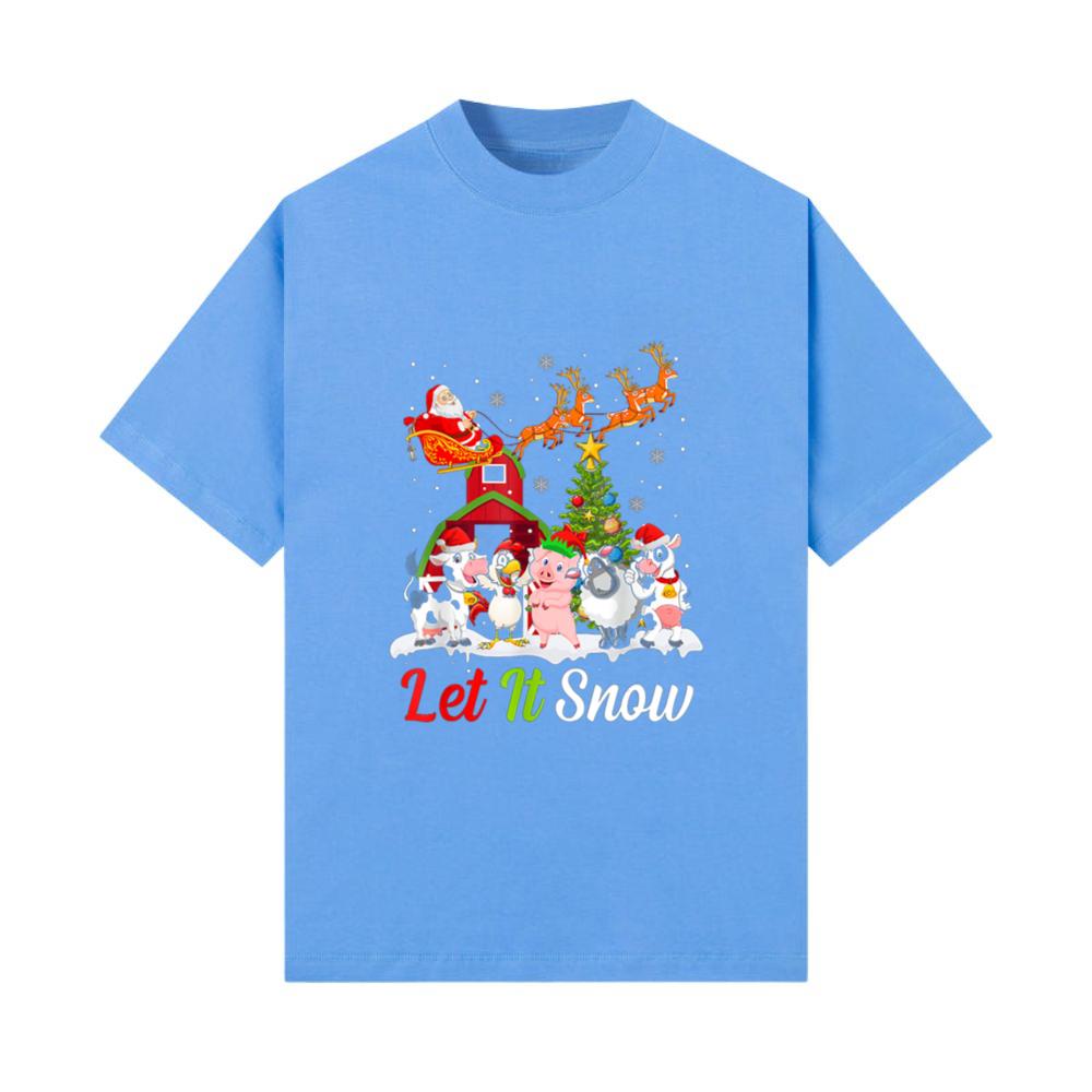 Let It Snow Merry Xmas Farm Animals Tractor T-Shirt
