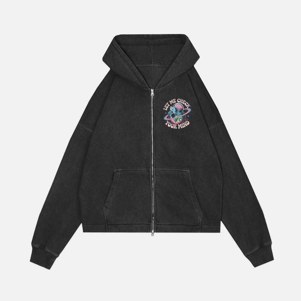 Let Me Check Your Mind Cosmic Astronaut Design for Creative Souls Zip Hoodie
