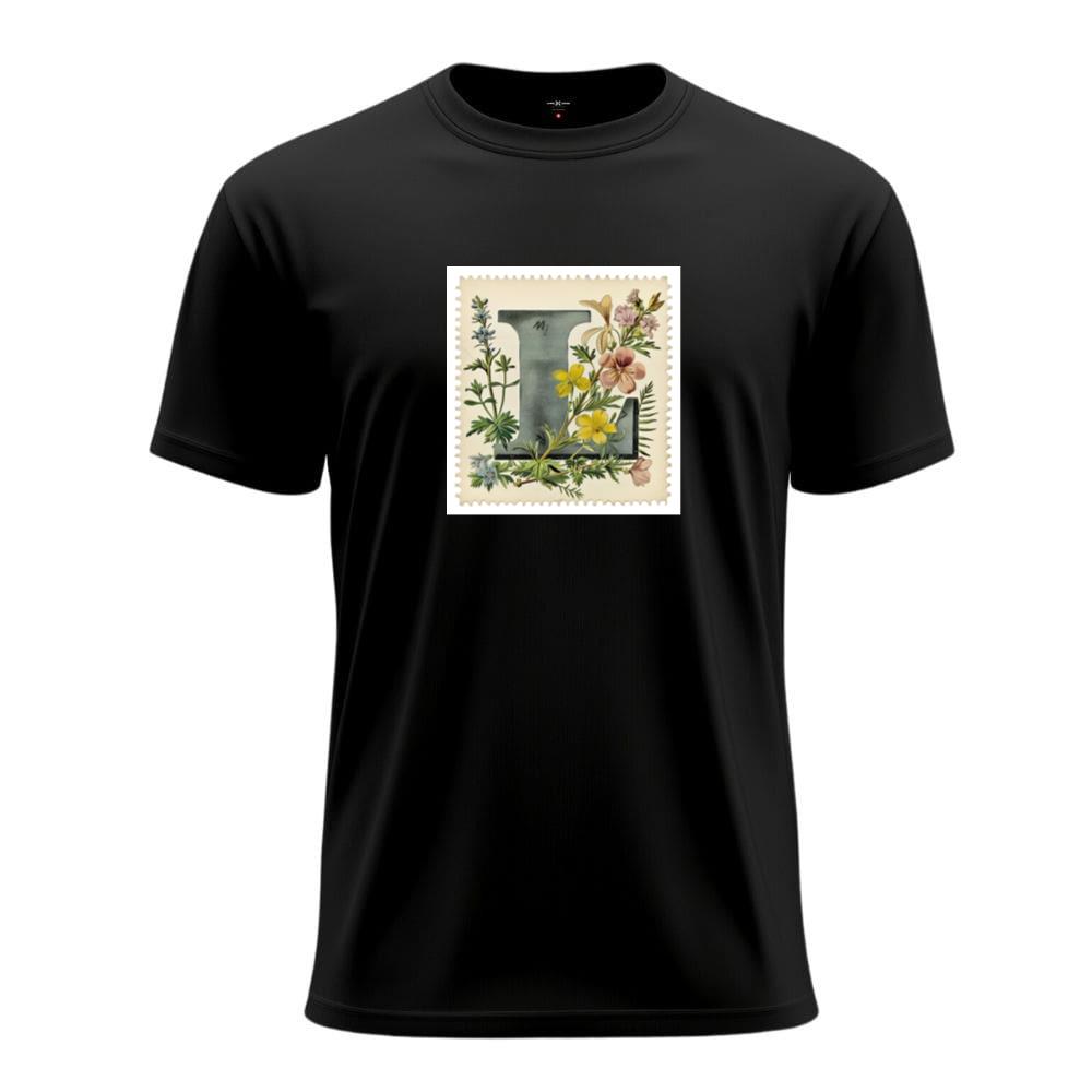 Letter L Floral Stamp T-Shirts