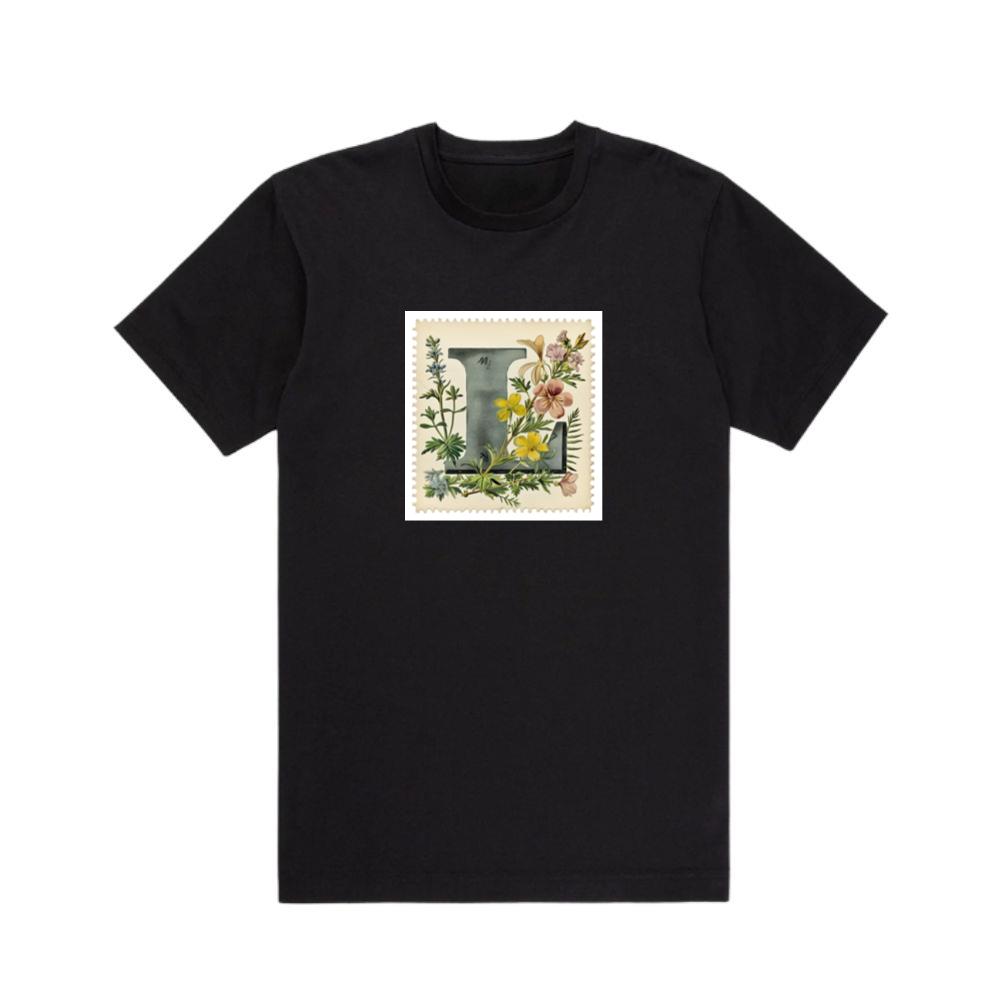 Letter L Floral Stamp T-Shirts