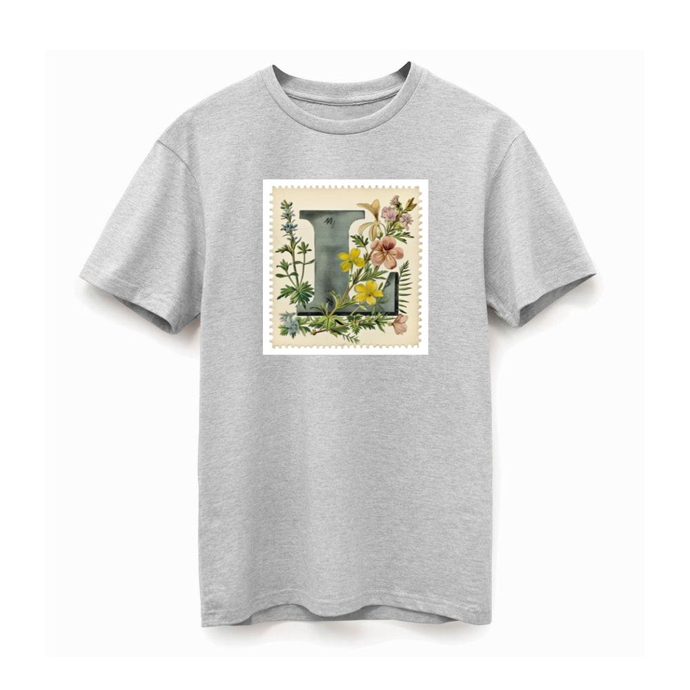 Letter L Floral Stamp T-Shirts