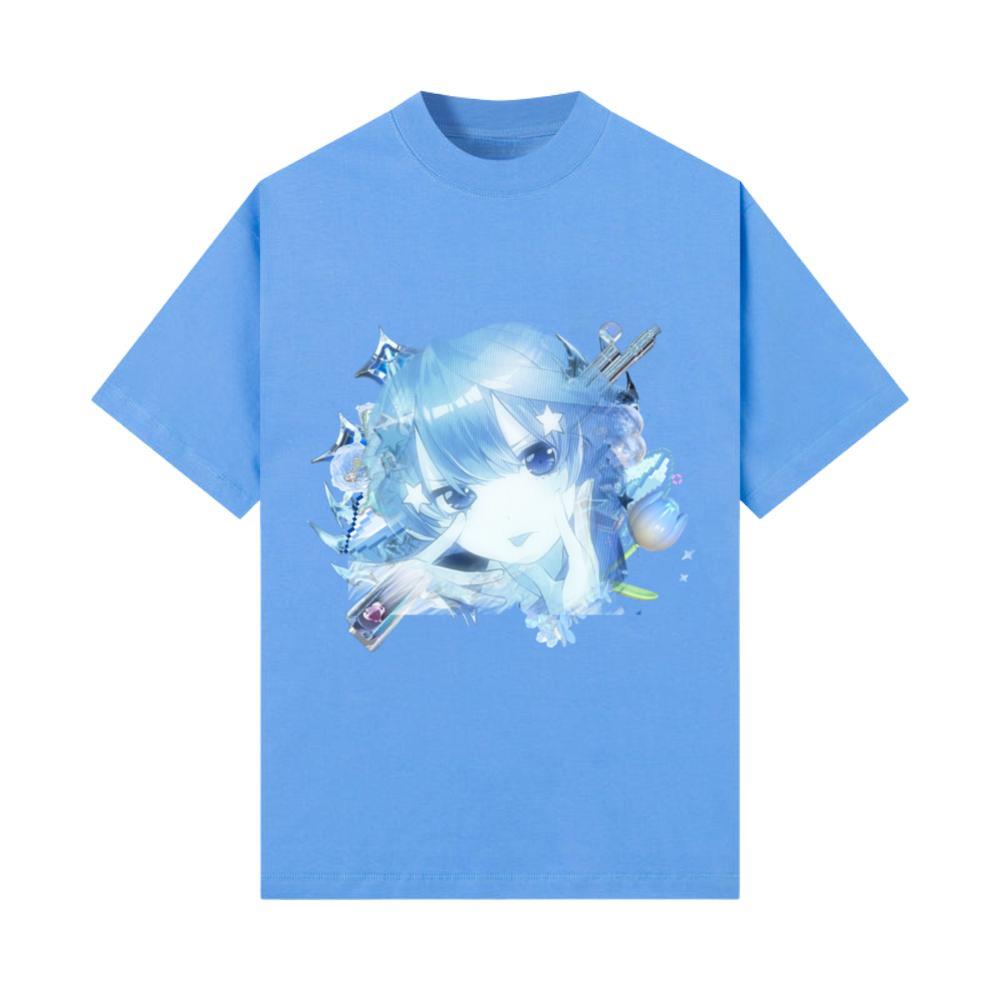 light blue haired anime girl T-Shirt
