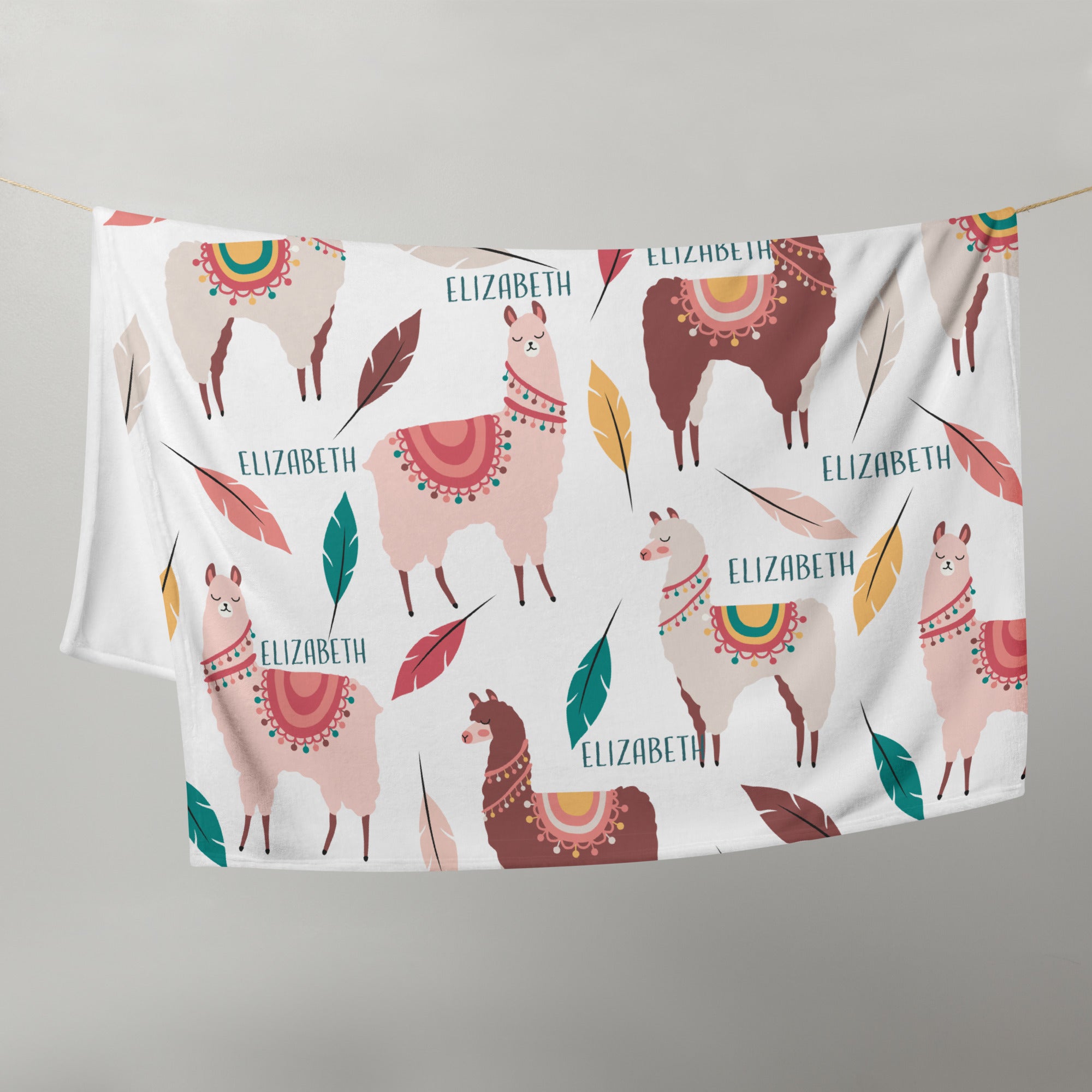 Llama personalised throw blanket