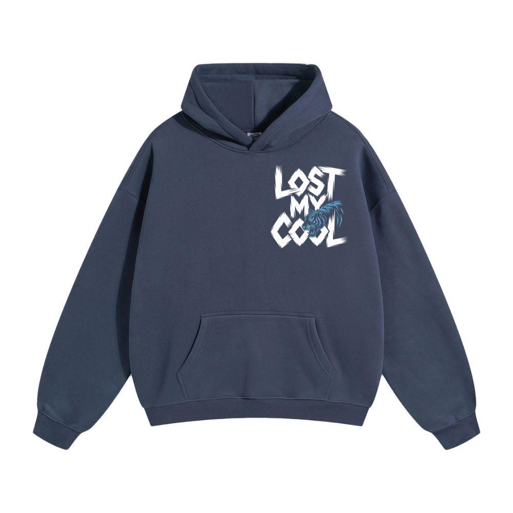 Lost My Cool Funny Blue Dragon Illustration Artwork Hoodie - Image 2