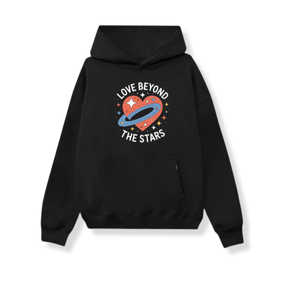 Love Beyond the Stars UFO Retro Cartoon Graphic Hoodie