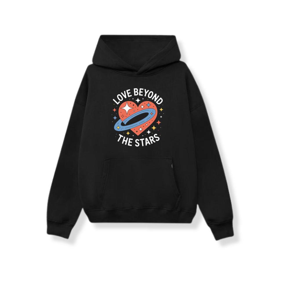 Love Beyond the Stars UFO Retro Cartoon Graphic Hoodie