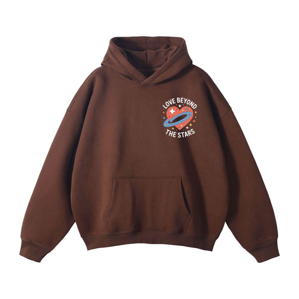 Love Beyond the Stars UFO Retro Cartoon Graphic Hoodie - Image 3