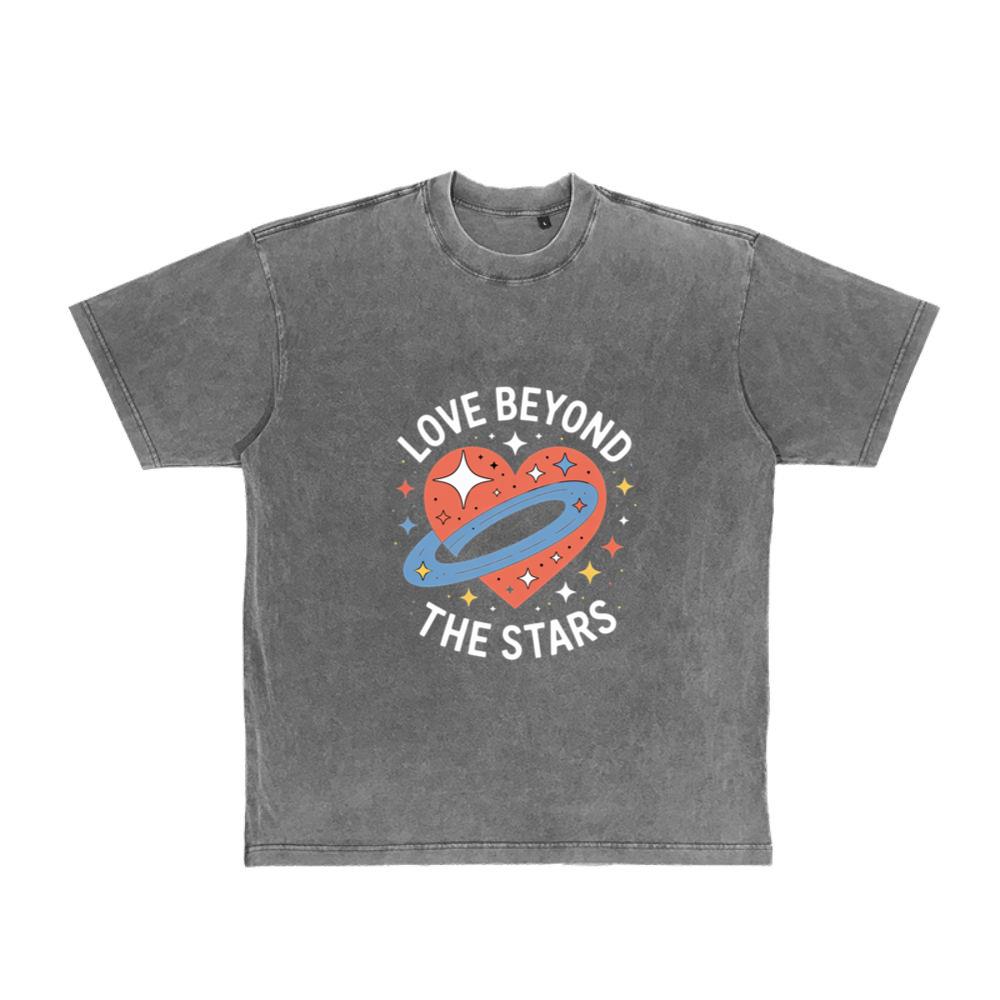 Love Beyond the Stars UFO Retro Cartoon Graphic T-Shirt