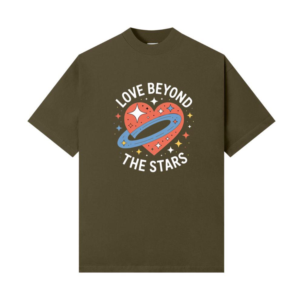 Love Beyond the Stars UFO Retro Cartoon Graphic T-Shirt - Image 2