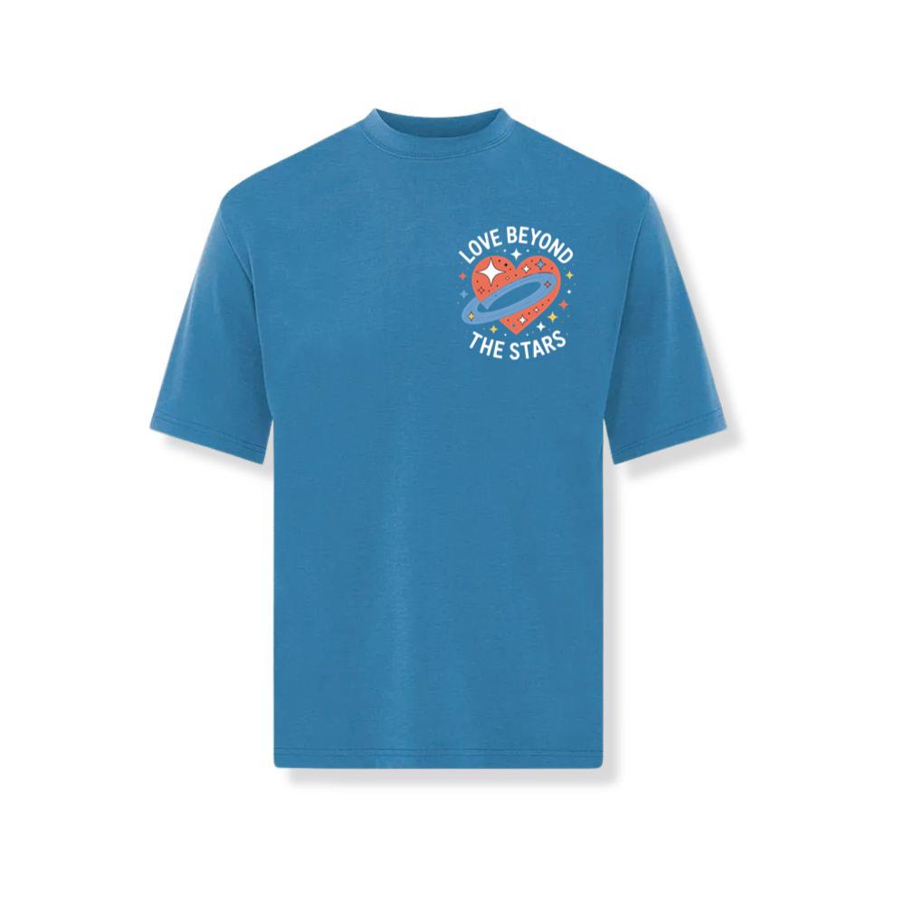 Love Beyond the Stars UFO Retro Cartoon Graphic T-Shirt - Image 2