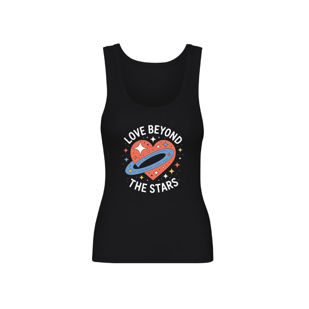 Love Beyond the Stars UFO Retro Cartoon Graphic Tank Top