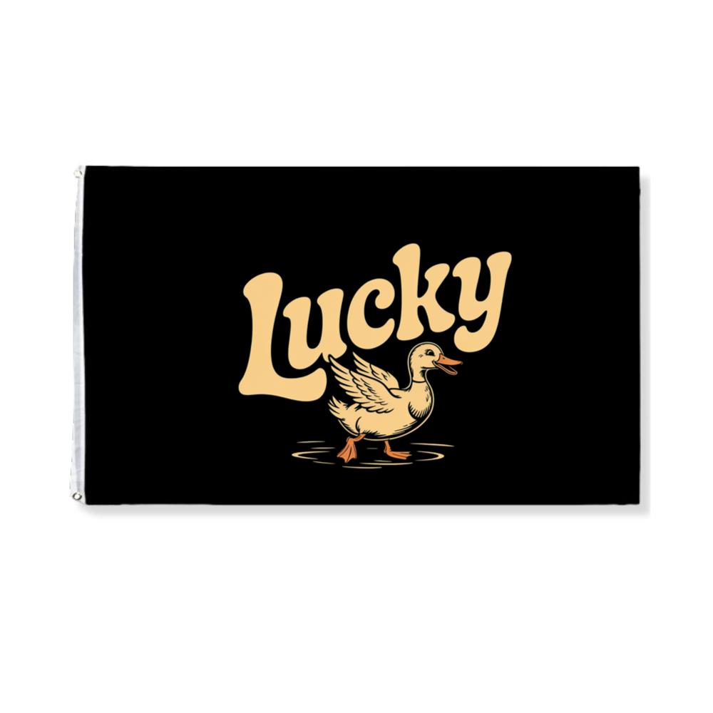 Lucky Duck Retro Funny Cartoon Design Flat