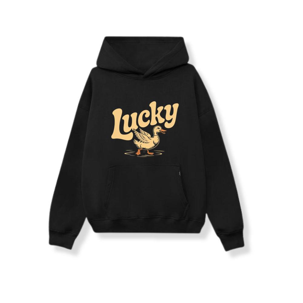 Lucky Duck Retro Funny Cartoon Design Hoodie