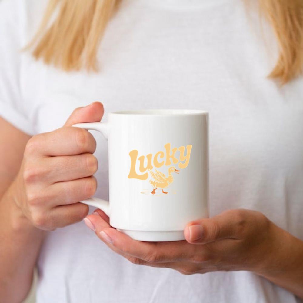 Lucky Duck Retro Funny Cartoon Design Mug