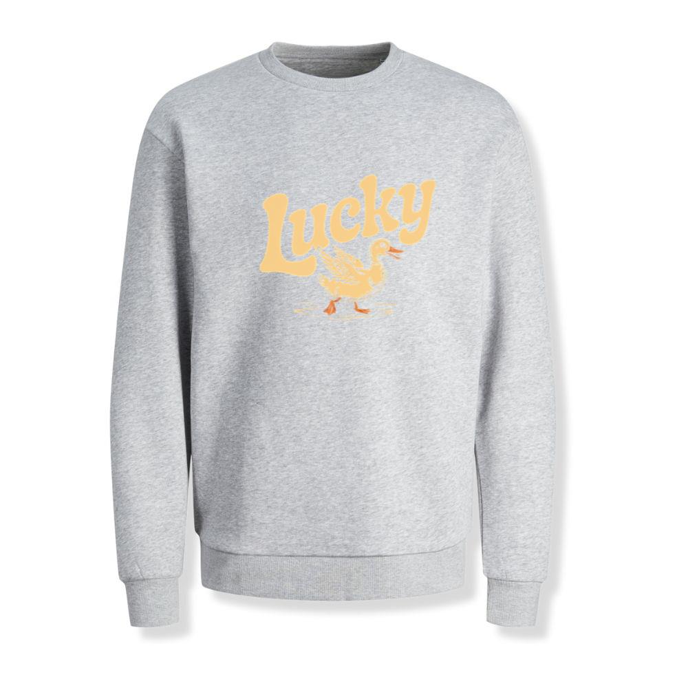 Lucky Duck Retro Funny Cartoon Design Sweatshirt
