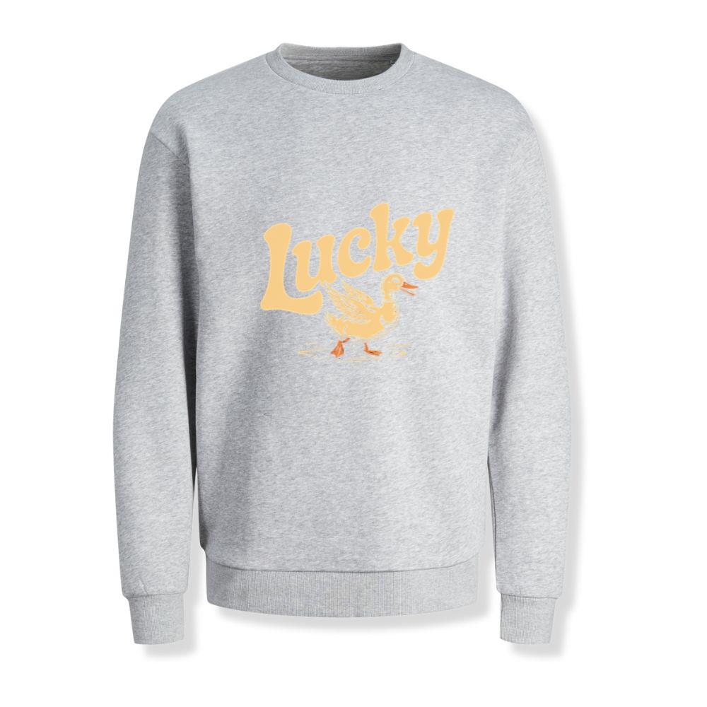 Lucky Duck Retro Funny Cartoon Design Sweatshirt