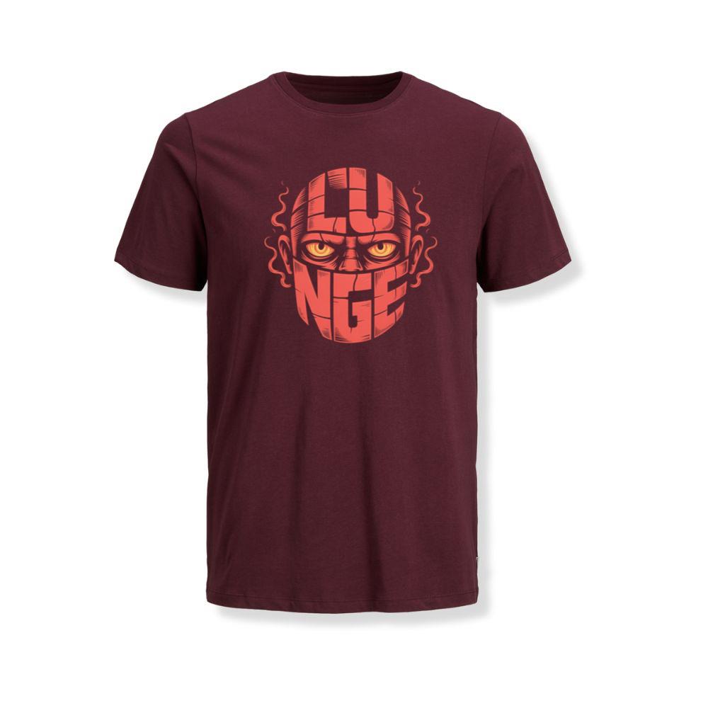 Lunge Red Face Horror Retro Poster Style T-Shirt - Image 3