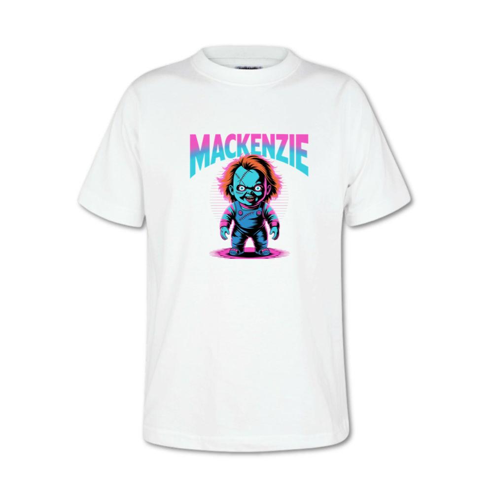 Mackenzie Creepy Doll Horror Design T-Shirt