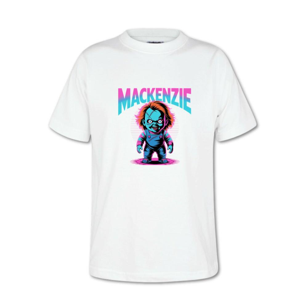 Mackenzie Creepy Doll Horror Design T-Shirt