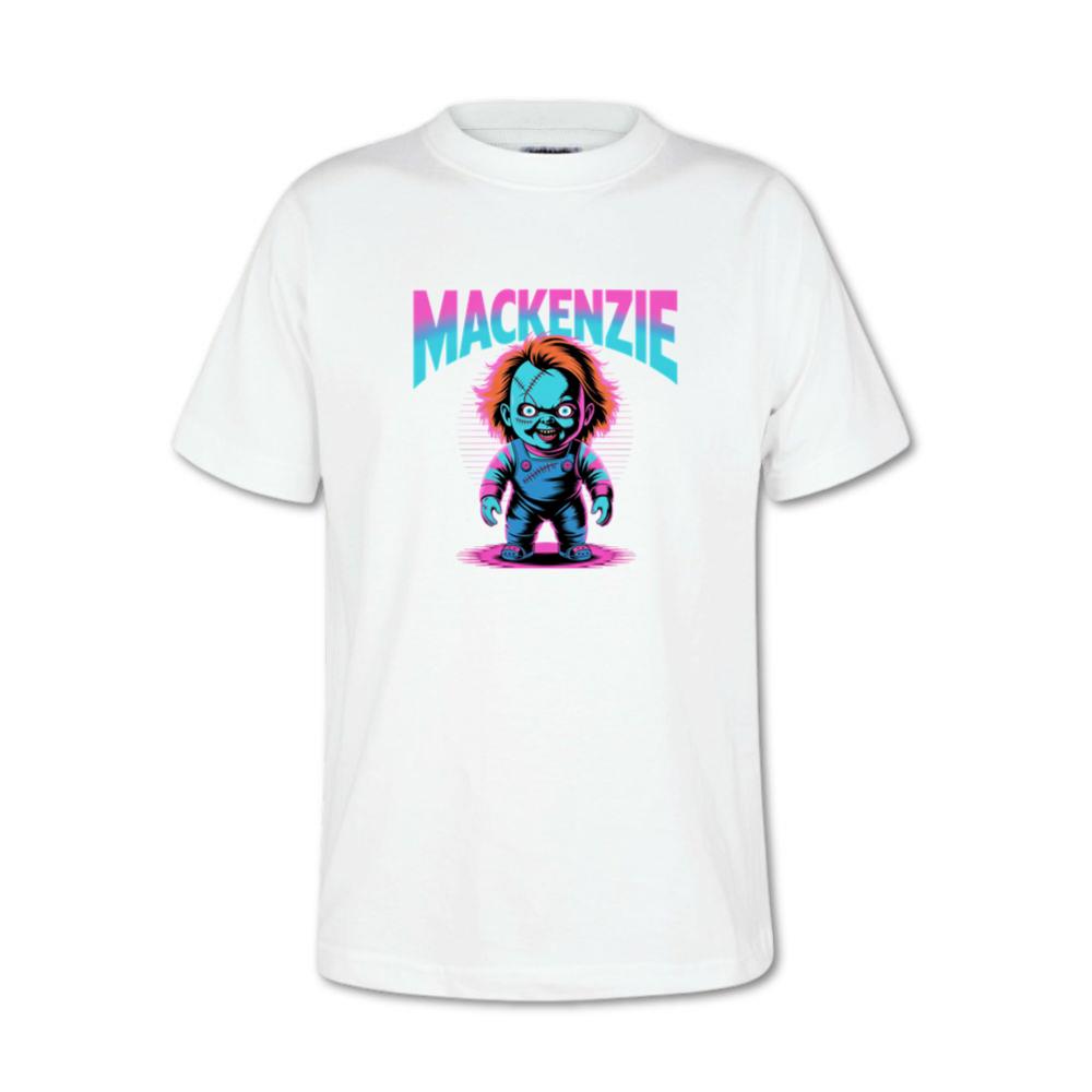 Mackenzie Creepy Doll Horror Design T-Shirt