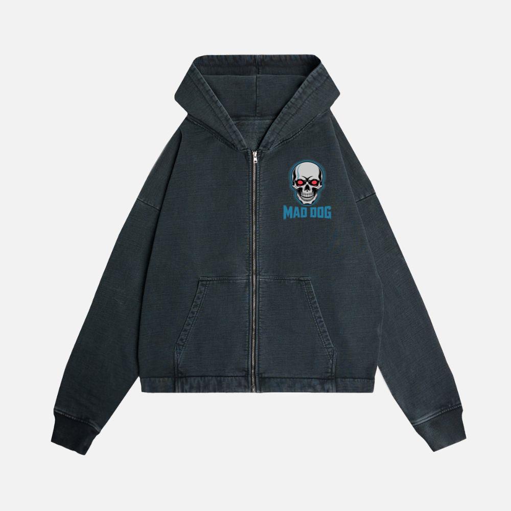 Mad Dog Red Eyes Horror Design Zip Hoodie Kelyee