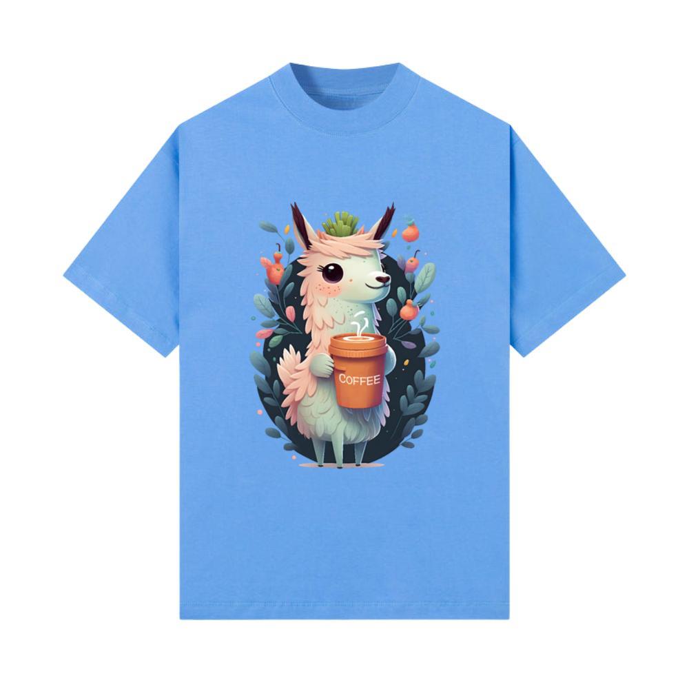 Magic Lama & Coffee Kawaii Anime Floral T-Shirt