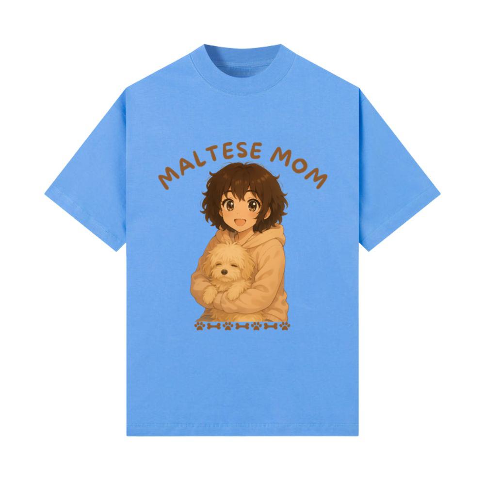 Maltese Mom Anime Style Cute - Maltese Puppy Lover T-Shirt