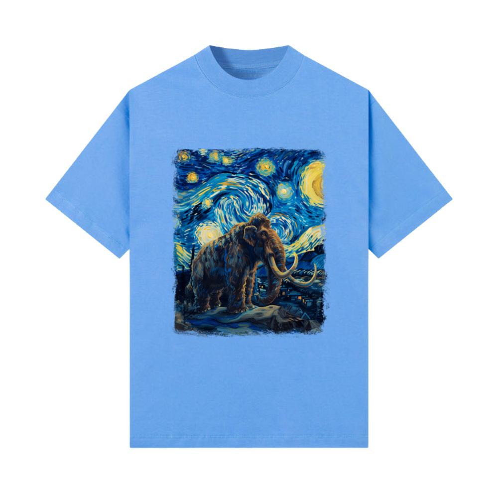 Mammoth Extinct Animal Starry Night Painting T-Shirt