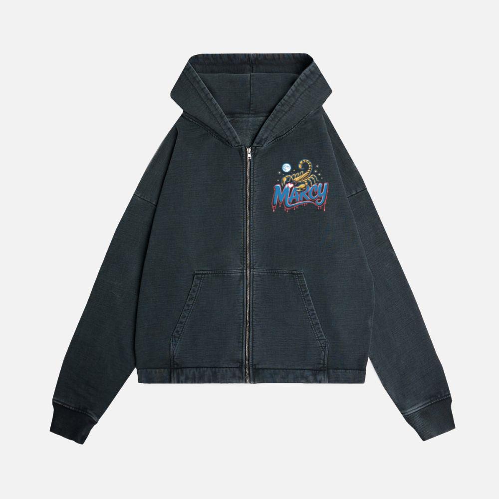 Marcy Scorpion Moon Retro Graphic Design Zip Hoodie