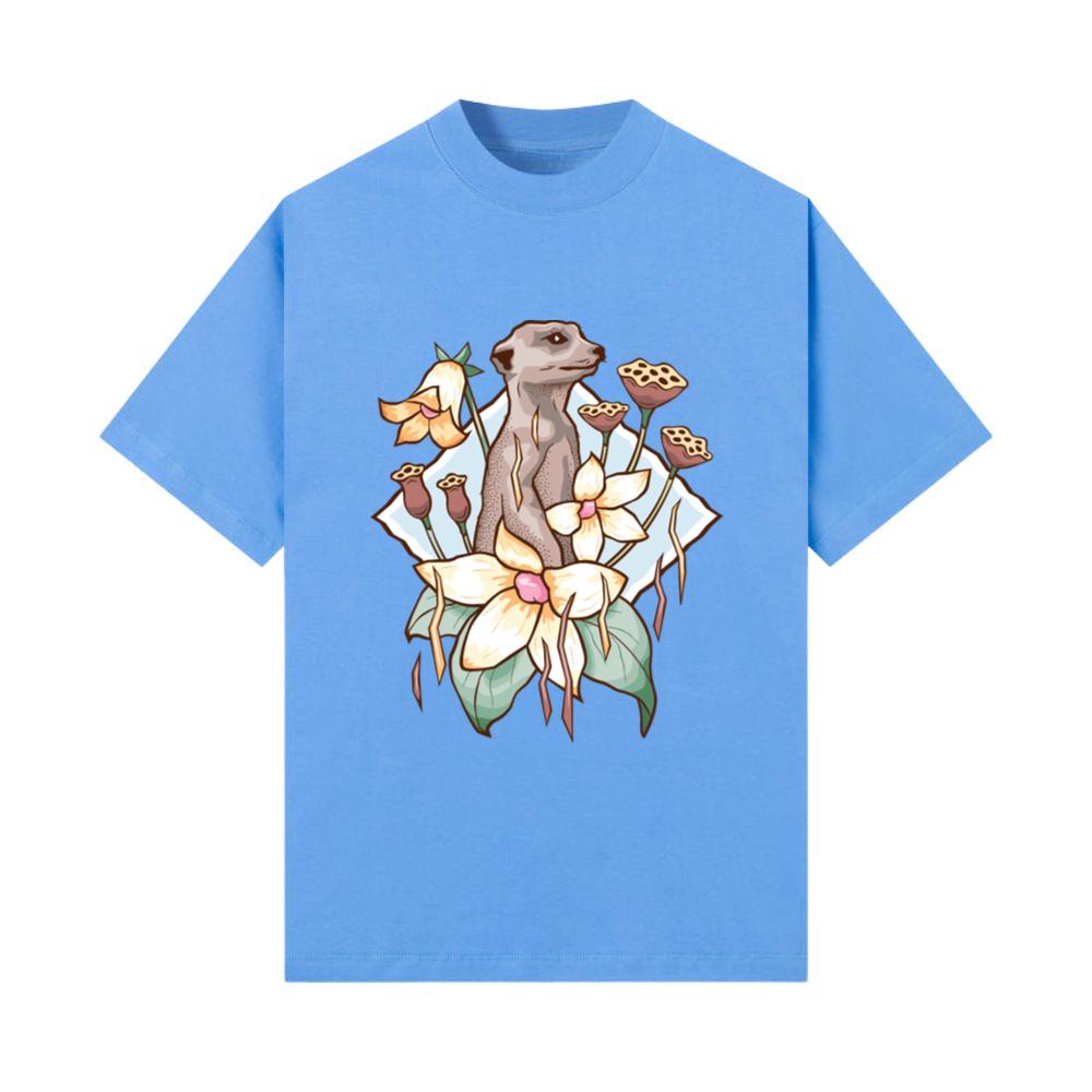 Meerkat In The Meadow African Animal Floral Design T-Shirt