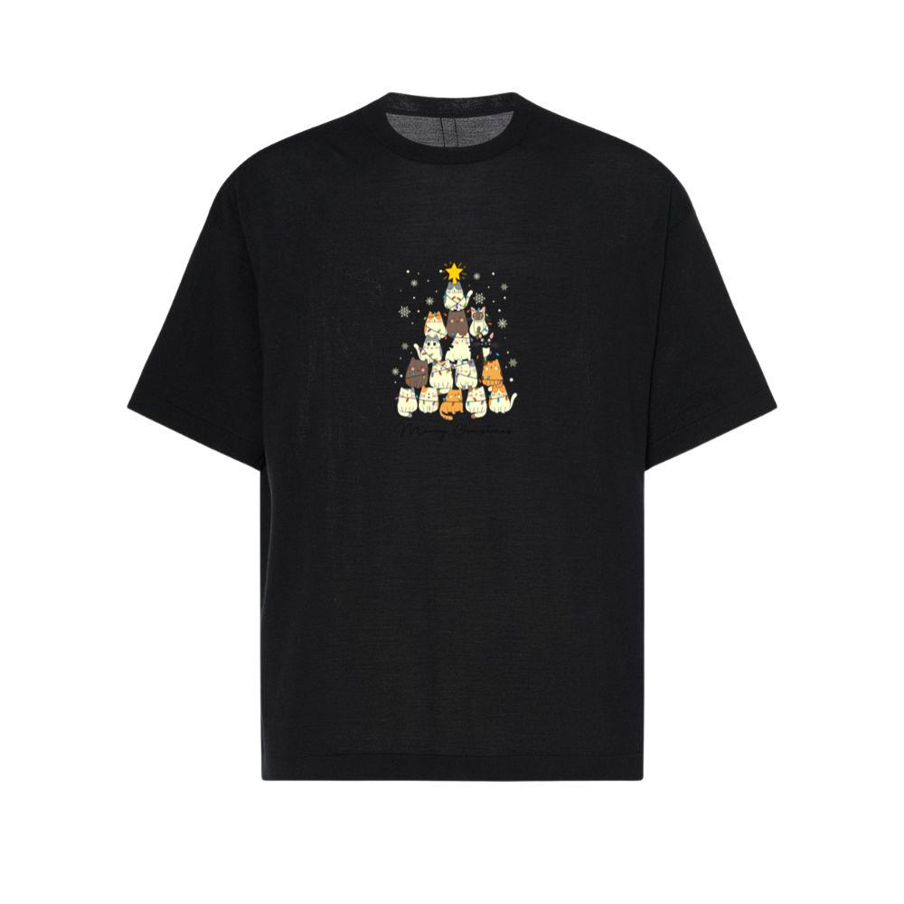 Meowy Catmas Christmas Tree Cute Unisex Top TShirts Parentins