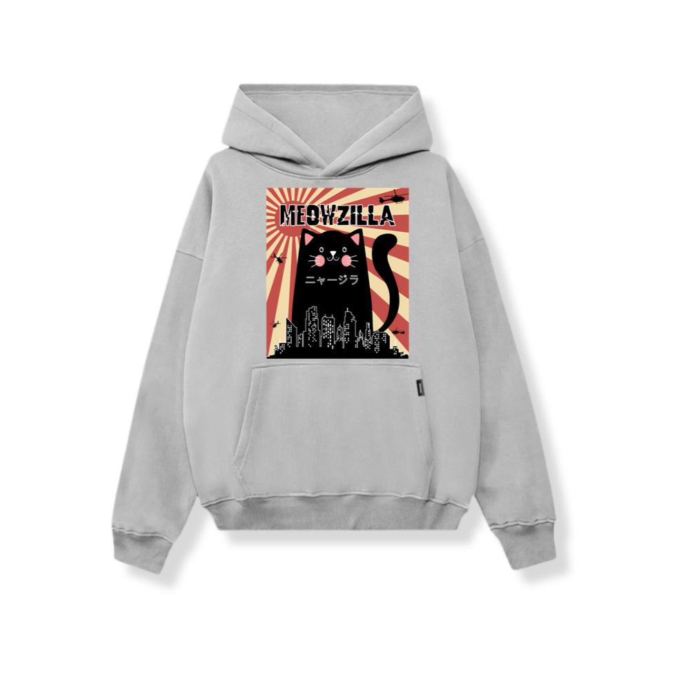 Meowzilla Cat Kitten Japanese Anime Sunset Hoodie