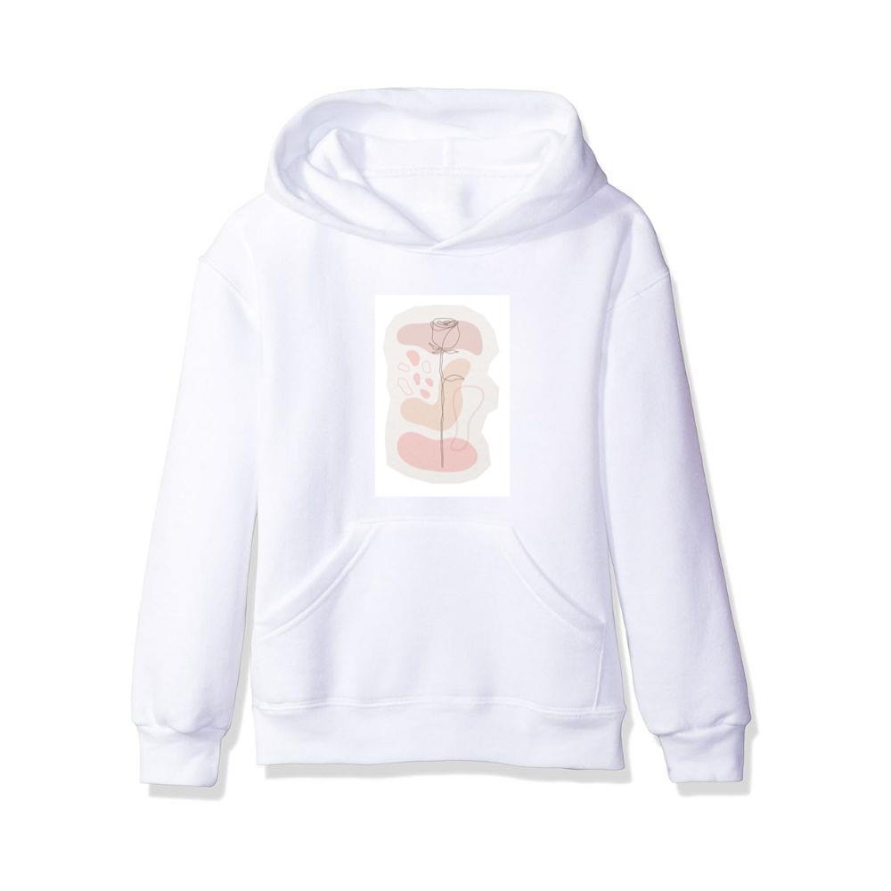 Minimalist Rose Line Art with Abstract Shapes Hoodies