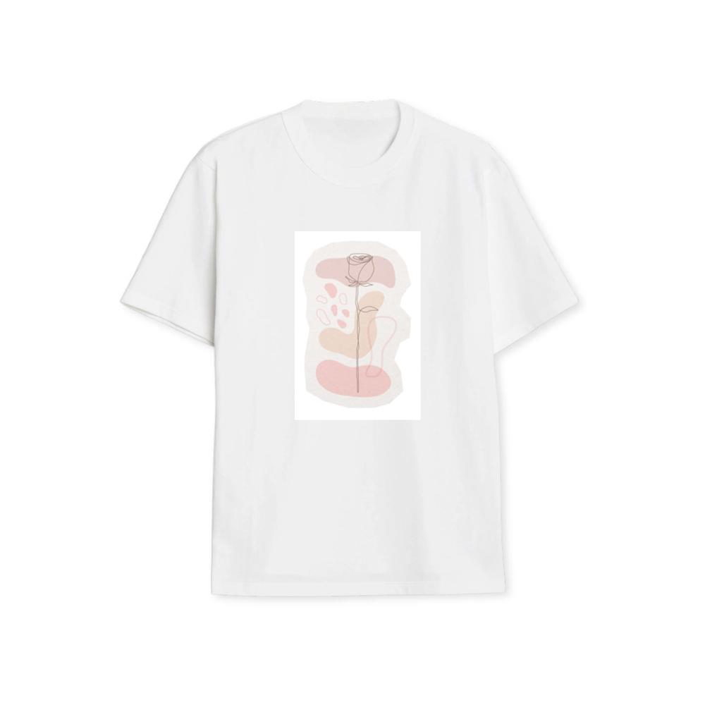Minimalist Rose Line Art with Abstract Shapes T-Shirts