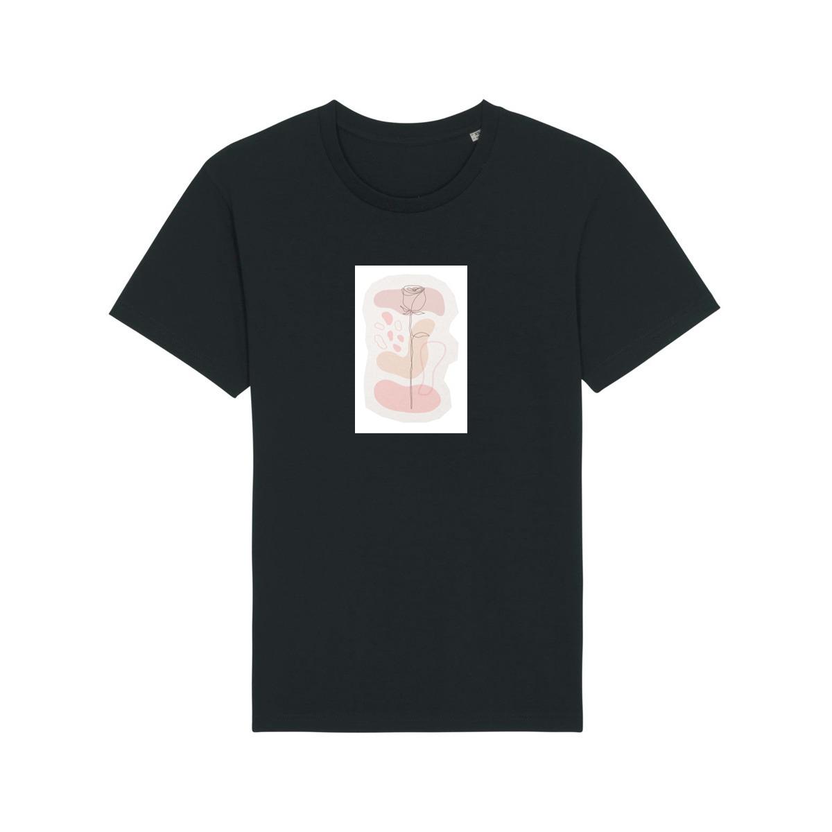 Minimalist Rose Line Art with Abstract Shapes T-Shirts