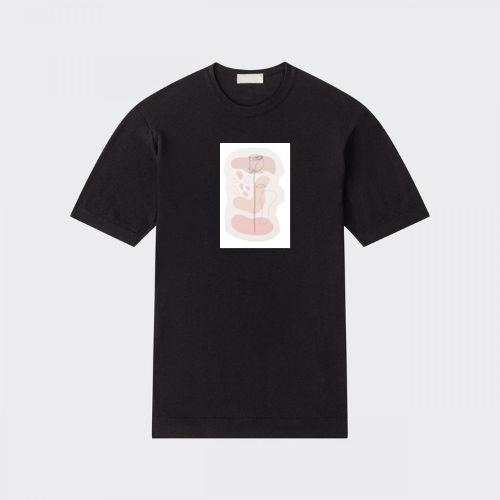 Minimalist Rose Line Art with Abstract Shapes T-Shirts