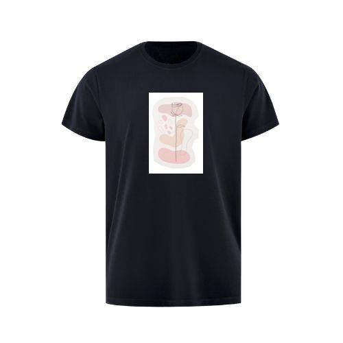 Minimalist Rose Line Art with Abstract Shapes T-Shirts