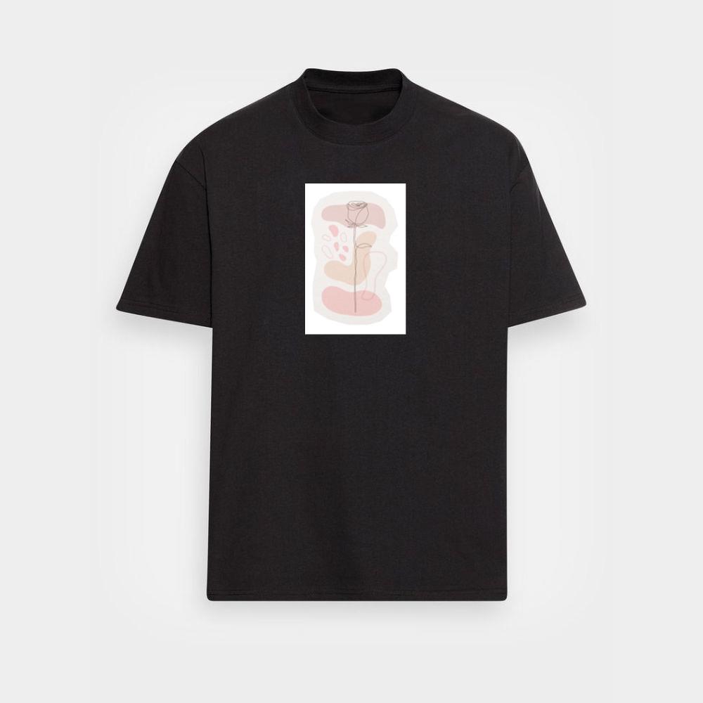 Minimalist Rose Line Art with Abstract Shapes T-Shirts
