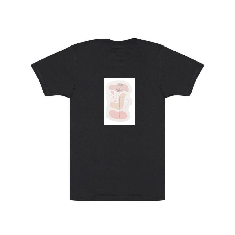 Minimalist Rose Line Art with Abstract Shapes T-Shirts