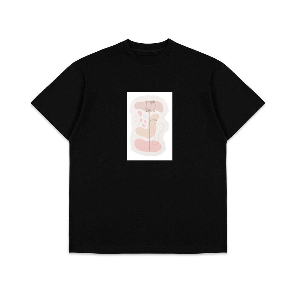 Minimalist Rose Line Art with Abstract Shapes T-Shirts