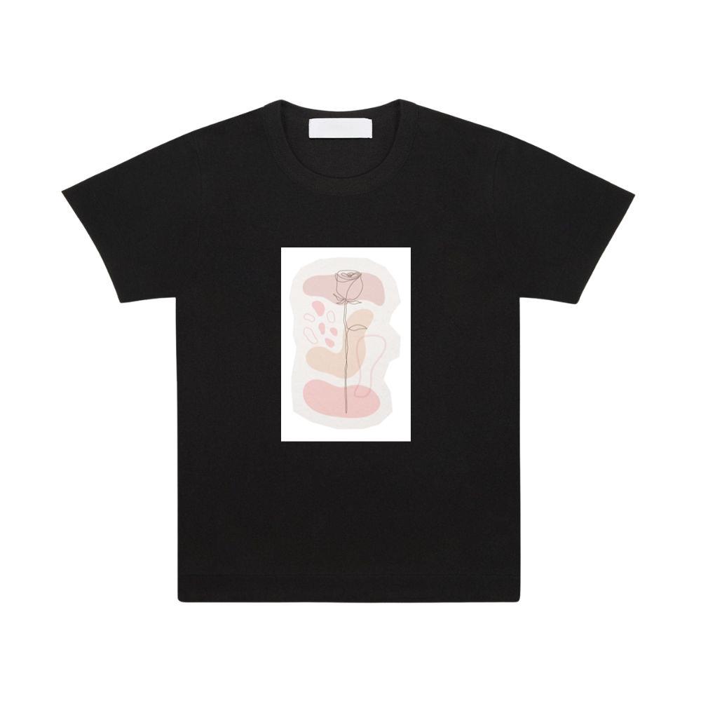 Minimalist Rose Line Art with Abstract Shapes T-Shirts