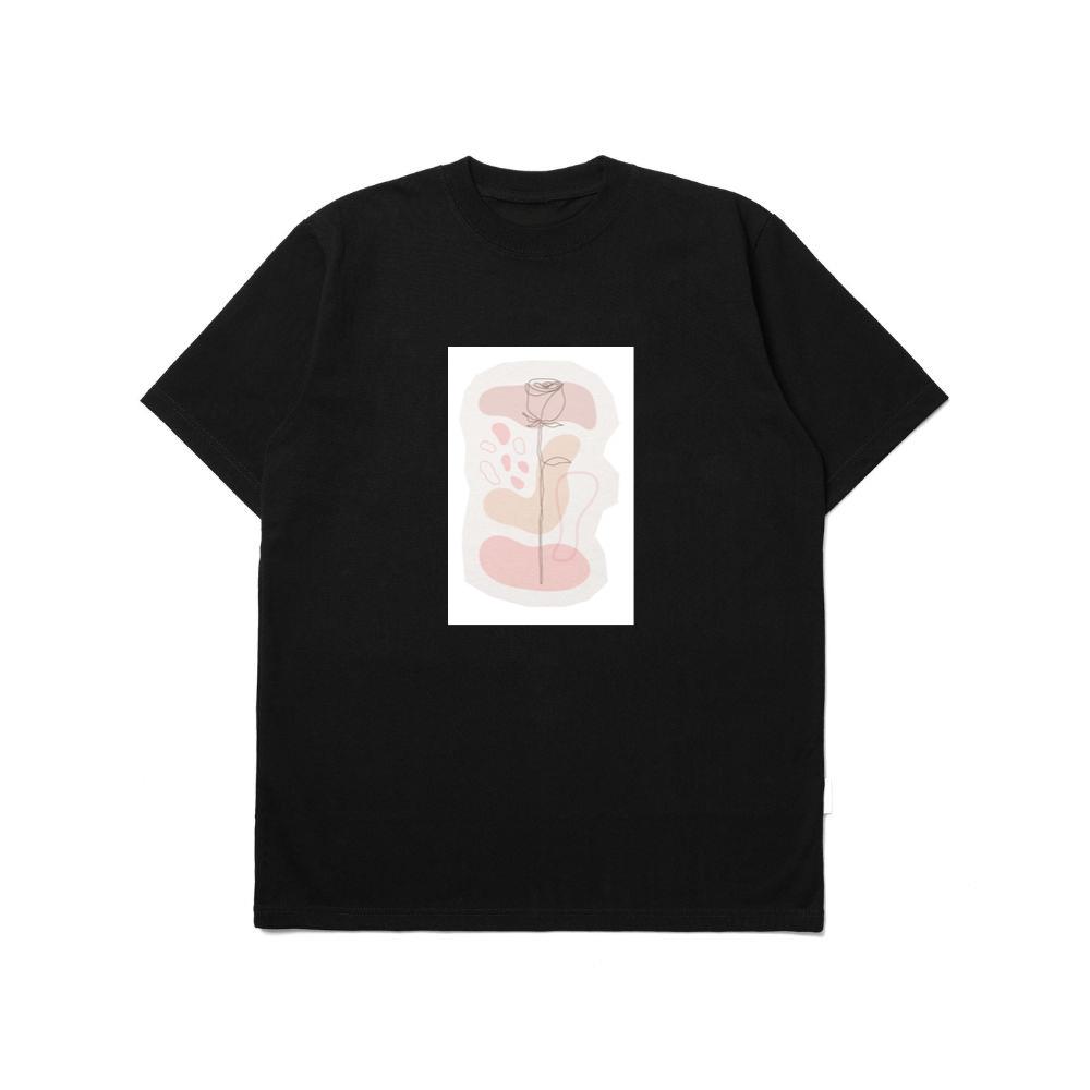 Minimalist Rose Line Art with Abstract Shapes T-Shirts