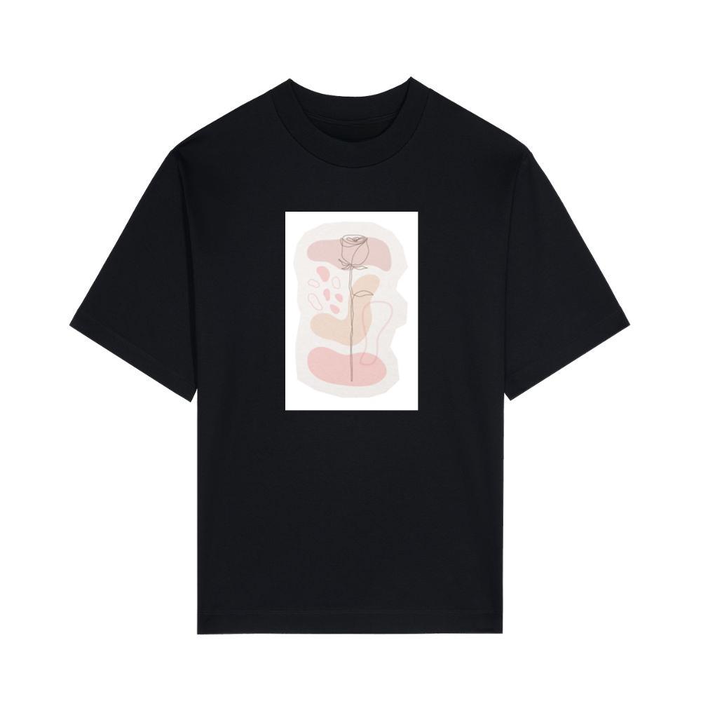 Minimalist Rose Line Art with Abstract Shapes T-Shirts