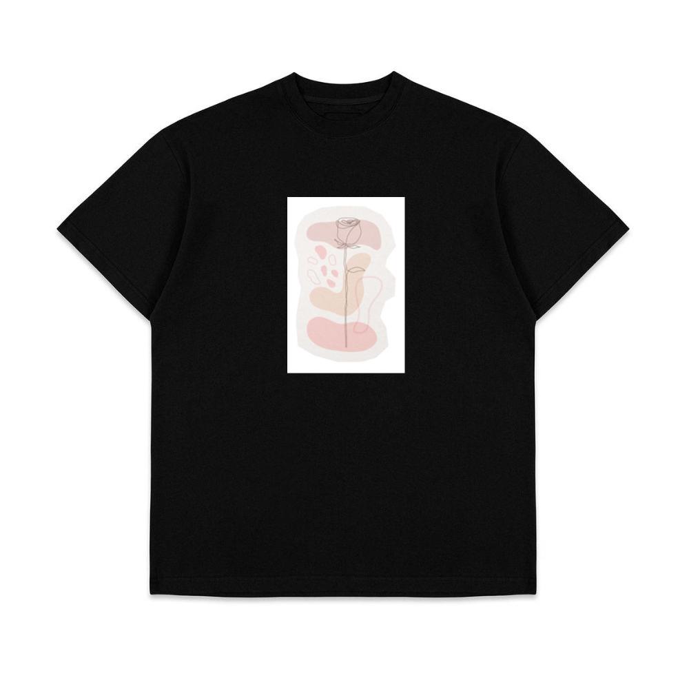 Minimalist Rose Line Art with Abstract Shapes T-Shirts