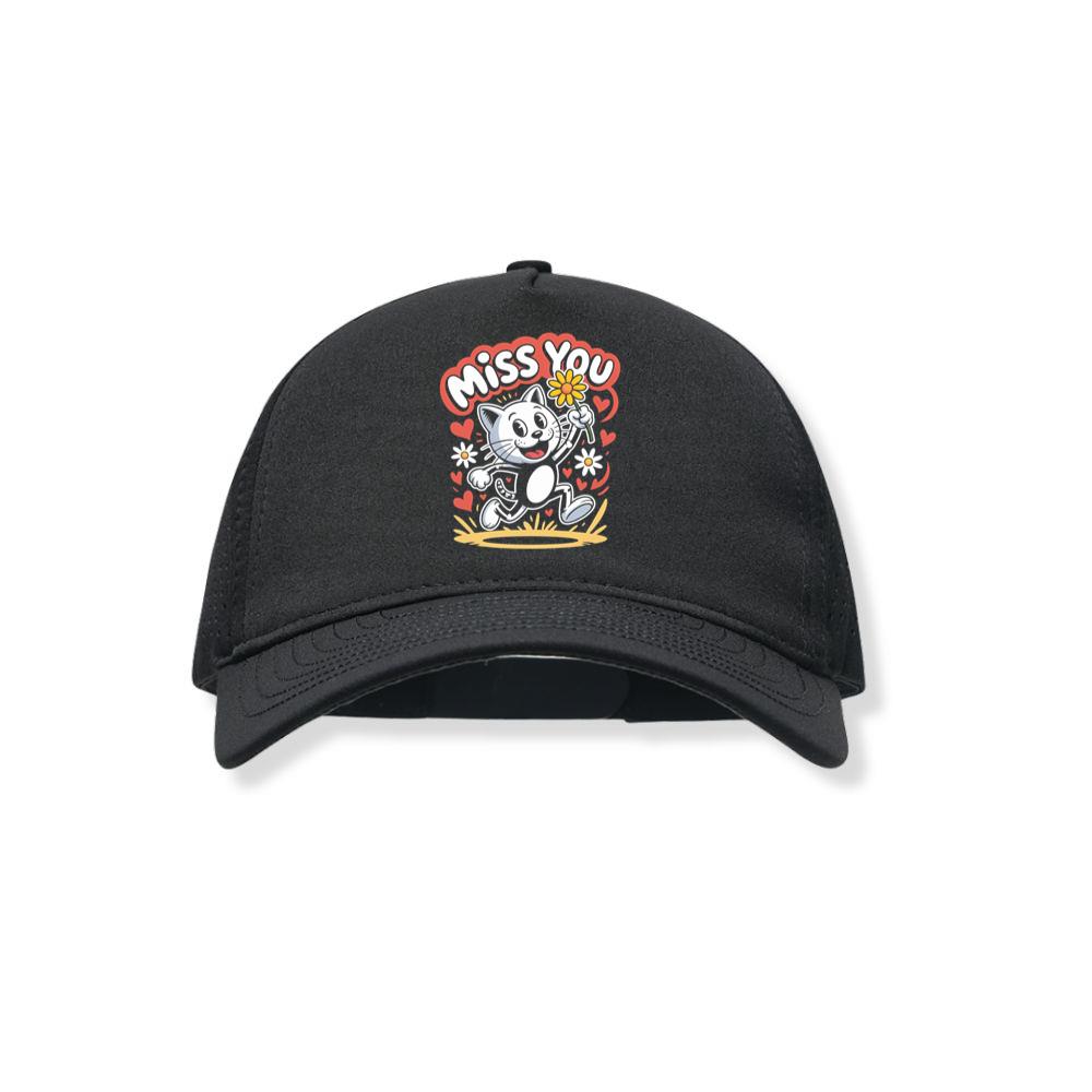 Miss You Skeleton Cat Retro Cute Graphic Black Hat