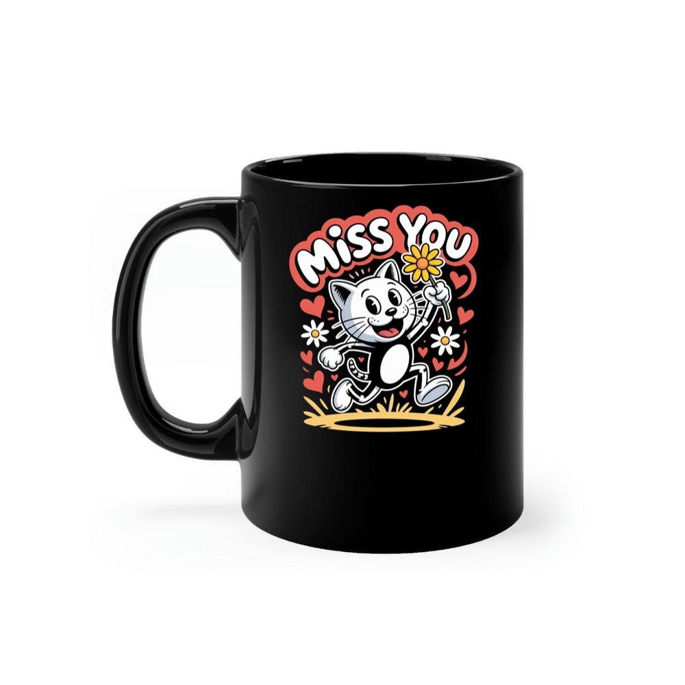 Miss You Skeleton Cat Retro Cute Graphic Mug