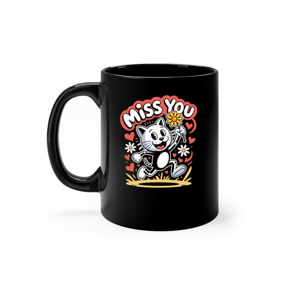 Miss You Skeleton Cat Retro Cute Graphic Mug