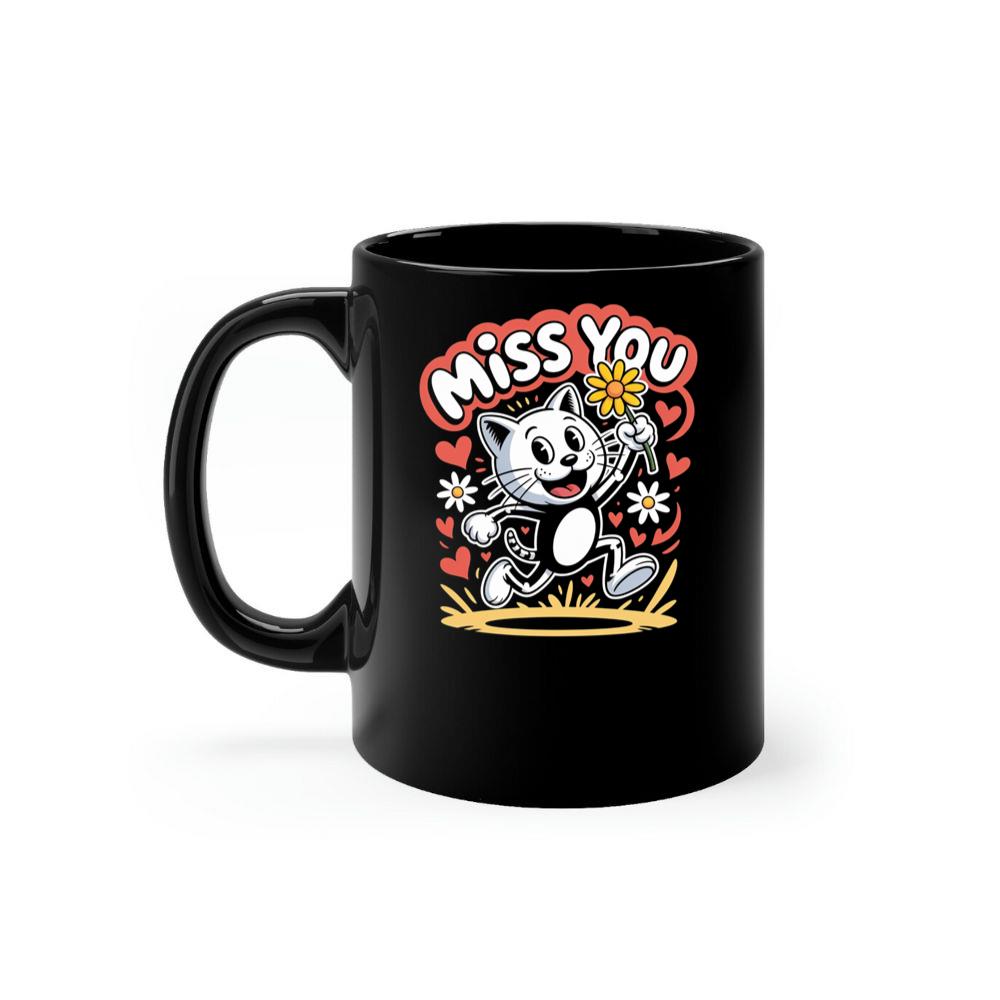 Miss You Skeleton Cat Retro Cute Graphic Mug