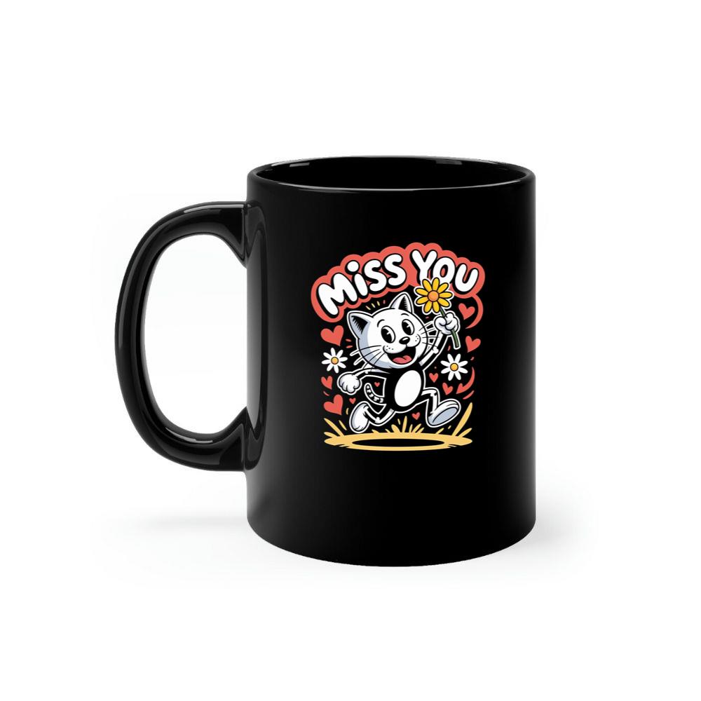 Miss You Skeleton Cat Retro Cute Graphic Mug