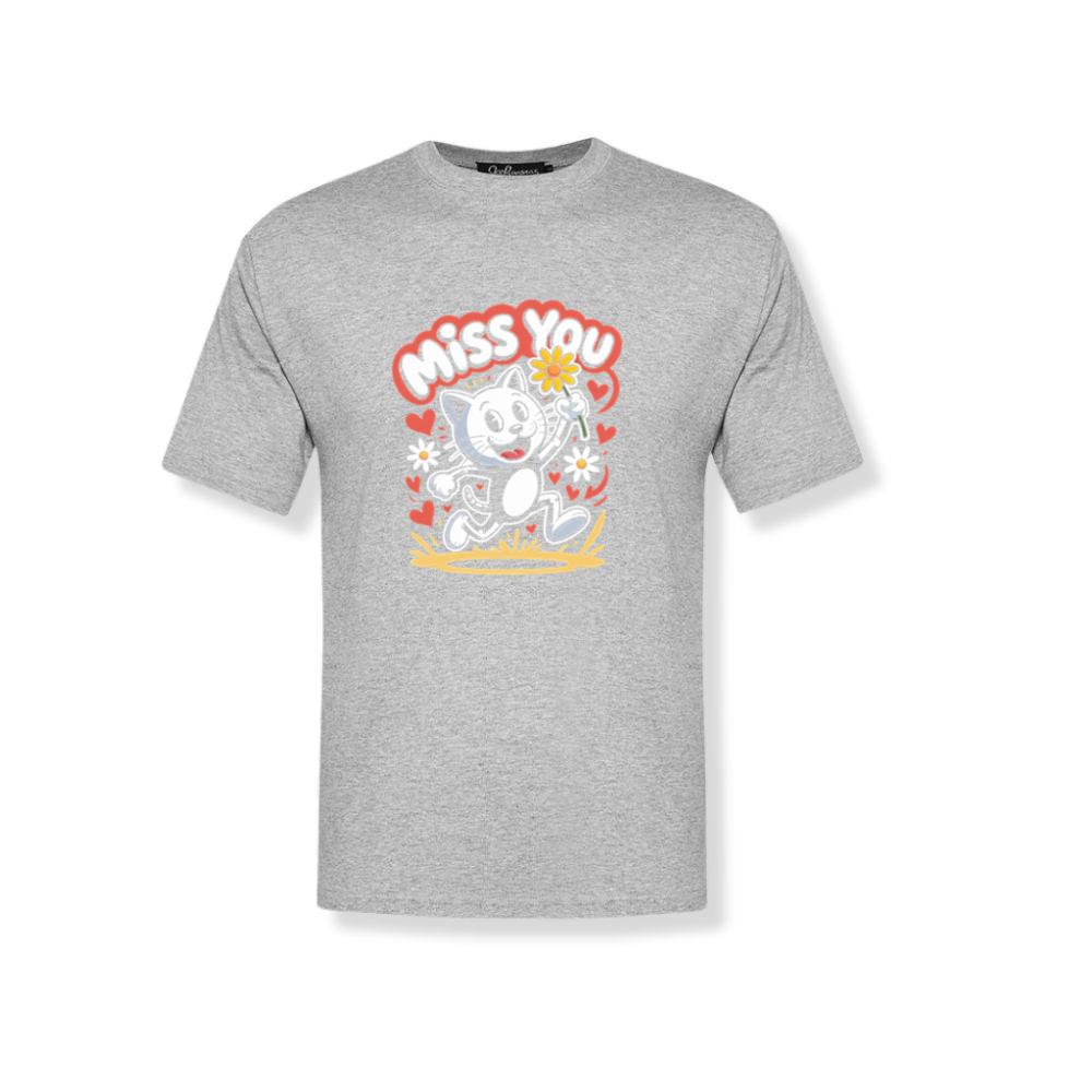 Miss You Skeleton Cat Retro Cute Graphic T-Shirt 3